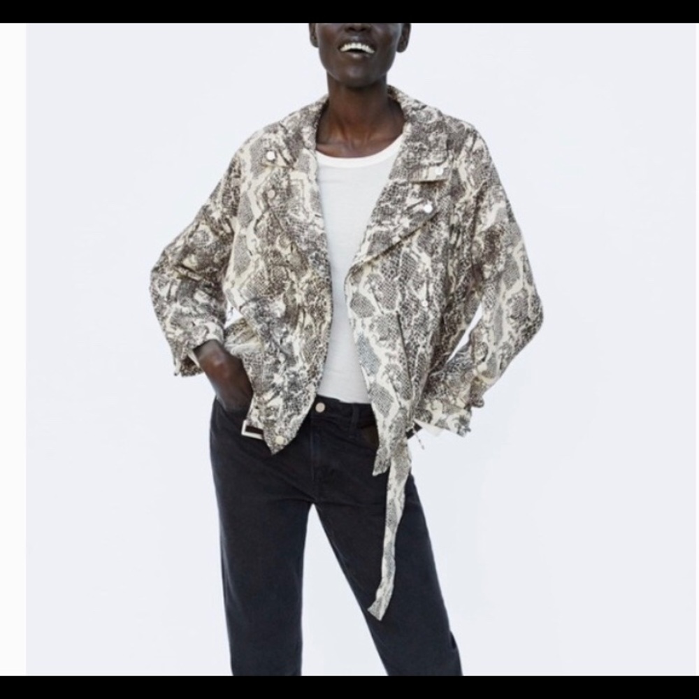 Zara snakeskin pattern biker jacket XS